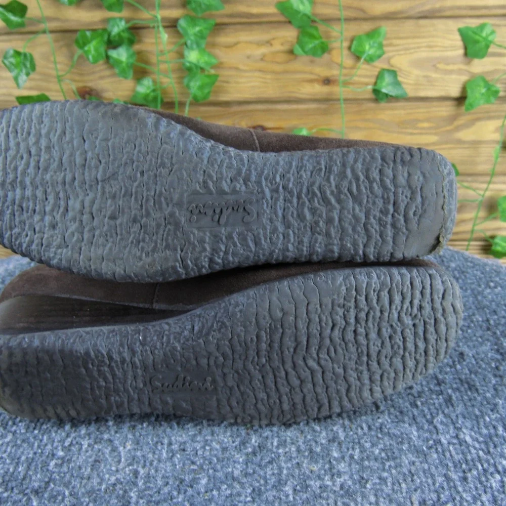 Sudini Women 8.5 Brown Suede Shearling Lined Wedge Boots‎ Zip Up Cozy Winter